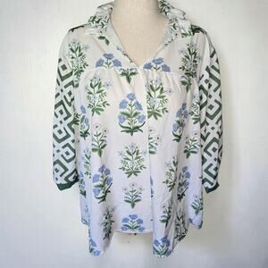 Cherry Betty Womens 3XL Floral Geometric Print Tunic Top Collared Boho Blouse